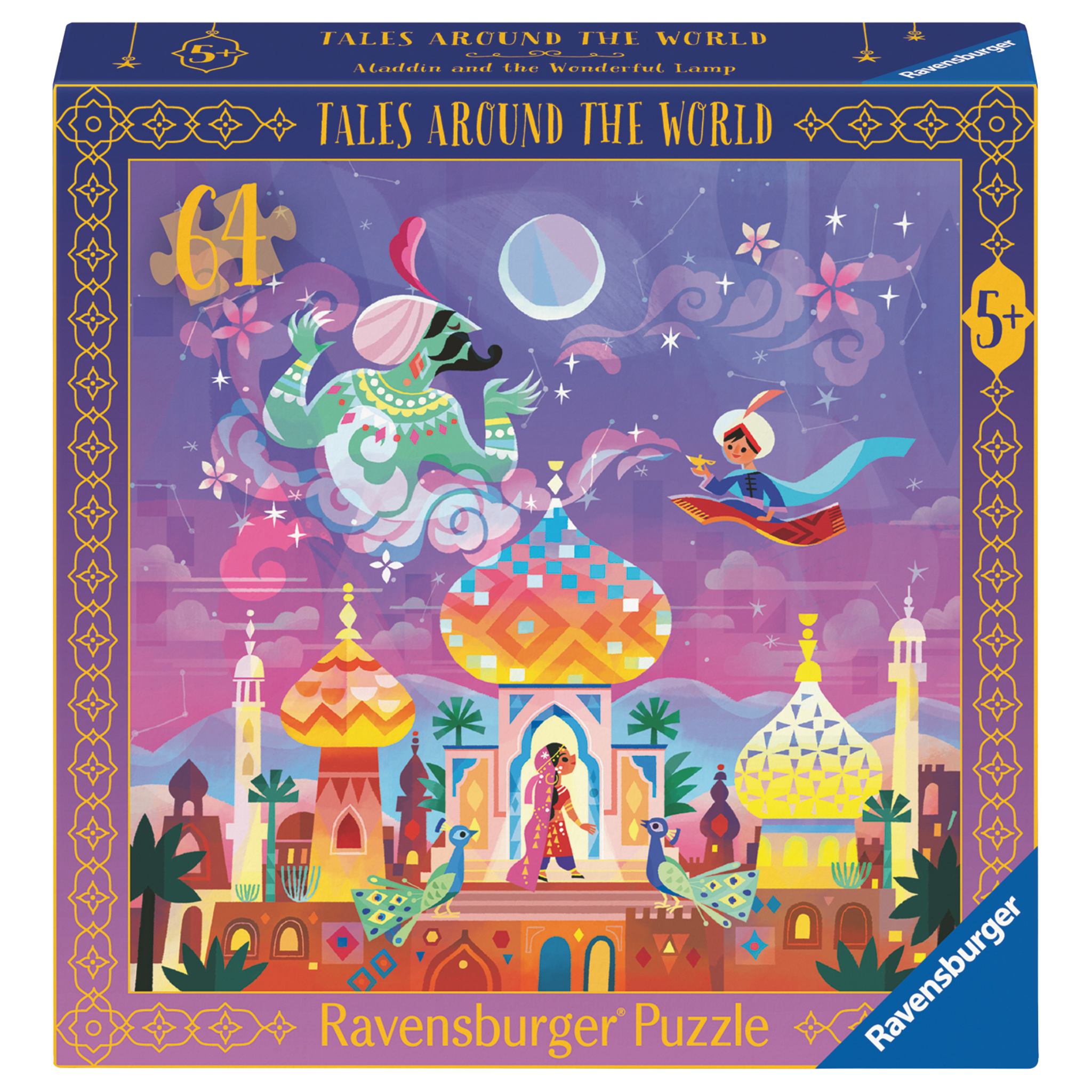 Aladdin og den vidunderlige lampen puslespill eske med 64 brikker og magisk eventyr fra Tusen og én natt